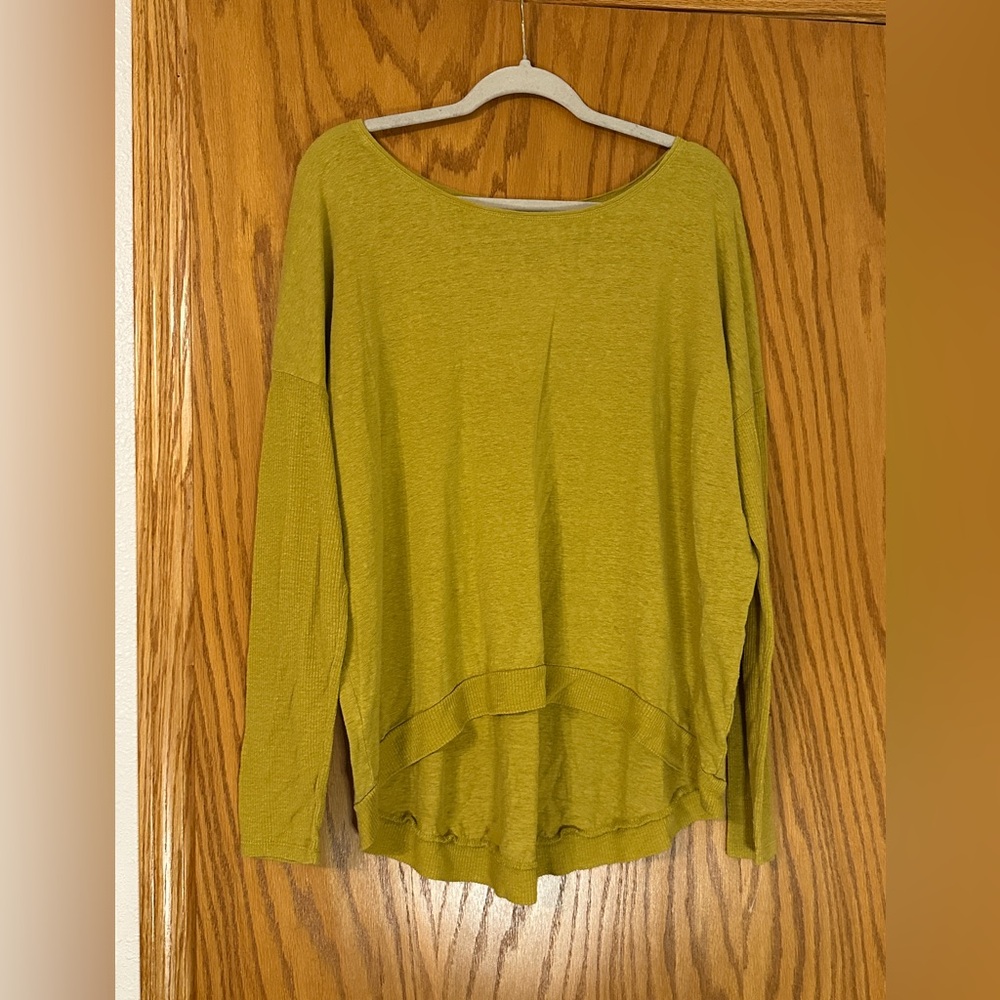 Eileen Fisher Golden Linen Slub Long-Sleeve Top - Size L